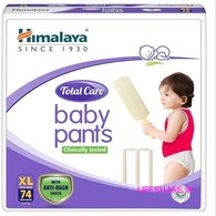 Himalaya Total Care Baby Pants Diapers, Extra Large (12 - 17 kg), 74 Count