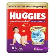 Huggies Complete Comfort Wonder Pants | Pant Style Baby Diapers Extra Large Size, 56 Count | India's Fastest Absorbing Diaper, Prevents Diaper Rash, Ideal for 12 to 17 Kgs
