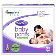 Himalaya Total Care Baby Pants Diapers, Small, 80 Count, Upto 4-8 kg, White, S